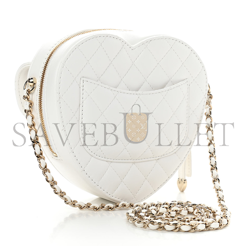 Ch**el heart bag lambskin in light white as5764 (18*18*5.5cm)